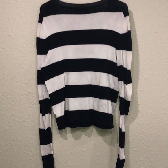 MICHAEL MICHAEL KORS Women’s Blue & White Striped Nautical Stretchy Sweater Sz M - Picture 4 of 4